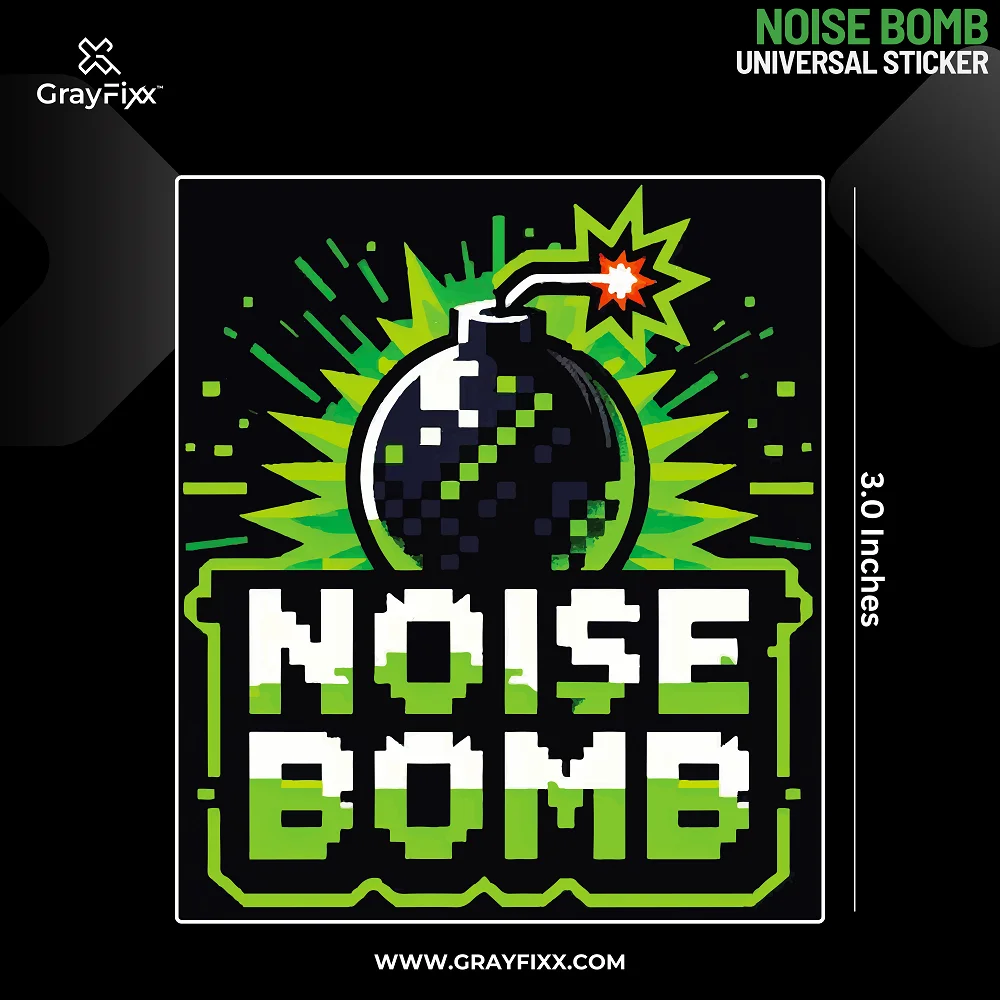 Noise Bomb Universal Sticker | Printed In Premium Gloss Vinyl With FPF(Fade Protection Film), Water Proof, Precut Sticker, Pack Of 1